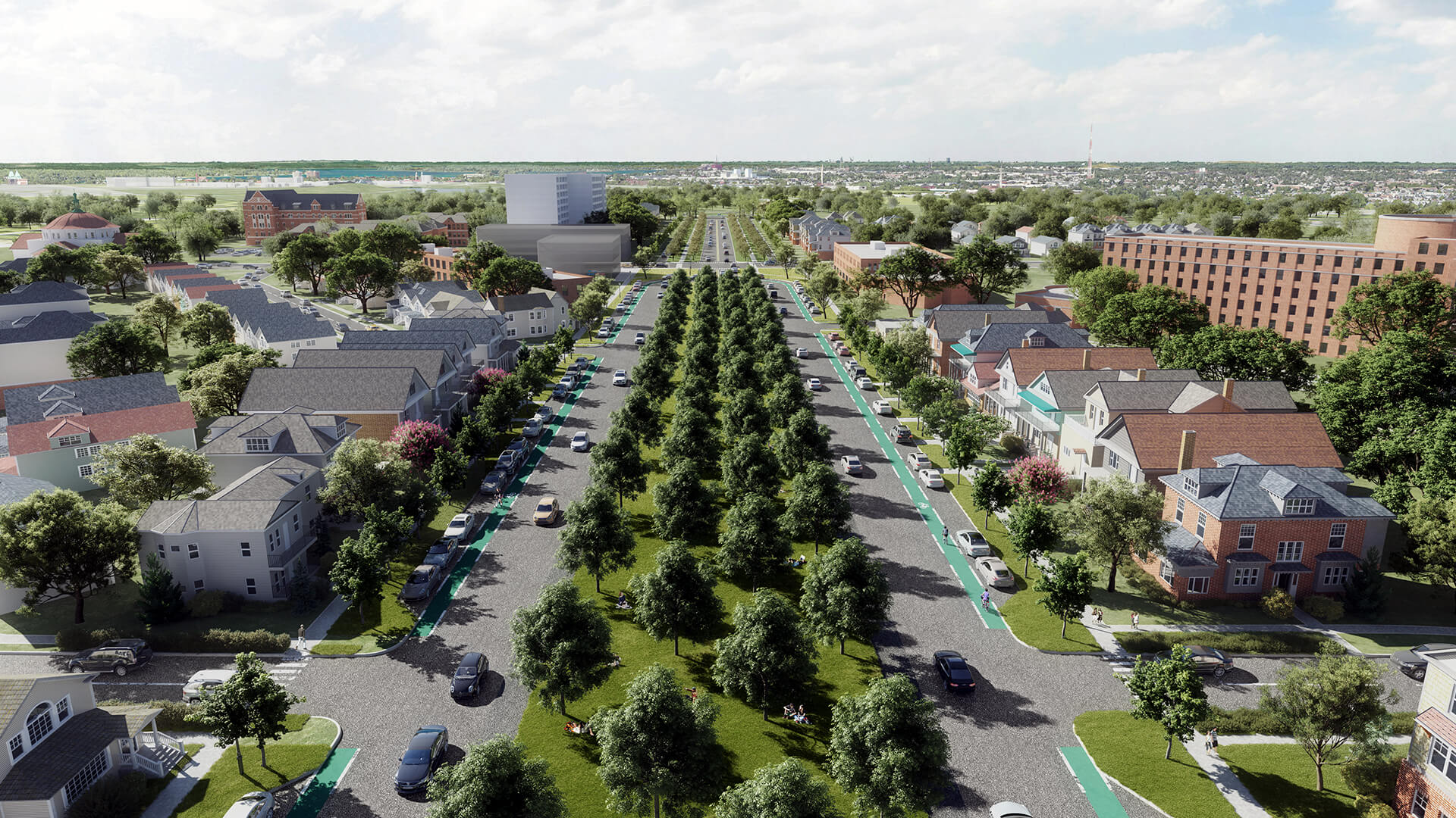 Facing North-West on the Kensington Expressway, between Sisters
Hospital and Canisius College.